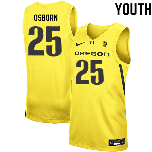 Youth #25 Luke Osborn Oregon Ducks College Basketball Jerseys Sale-Yellow - Click Image to Close